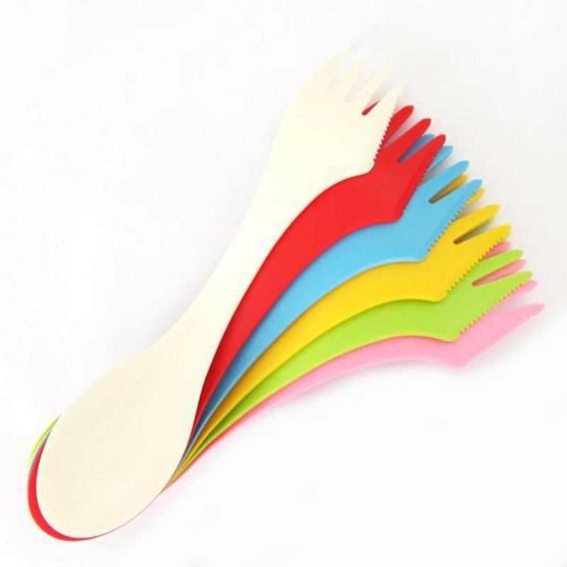 Camp Spork Set - 6PCS Set Peralatan Makan 3-in-1 untuk