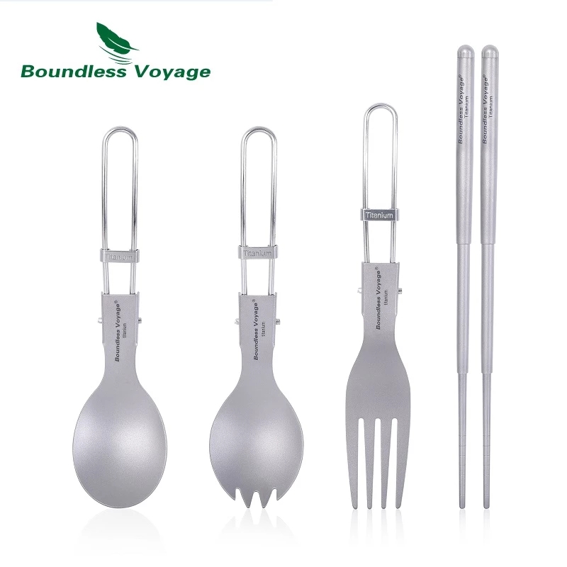 Camp Spork Set - Peralatan Makan Berkemah Titanium Peralatan Makan
