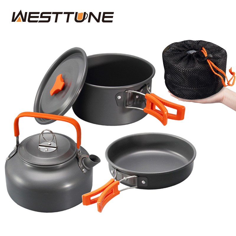 Camping Cooking Pots And Pans - WESTTUNE Peralatan Masak Berkemah Kit Aluminium