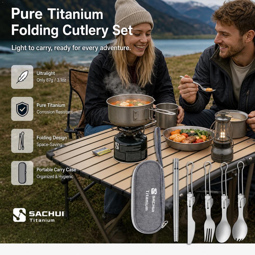 Camp Spork Set - Set Peralatan Makan Titanium untuk Berkemah,