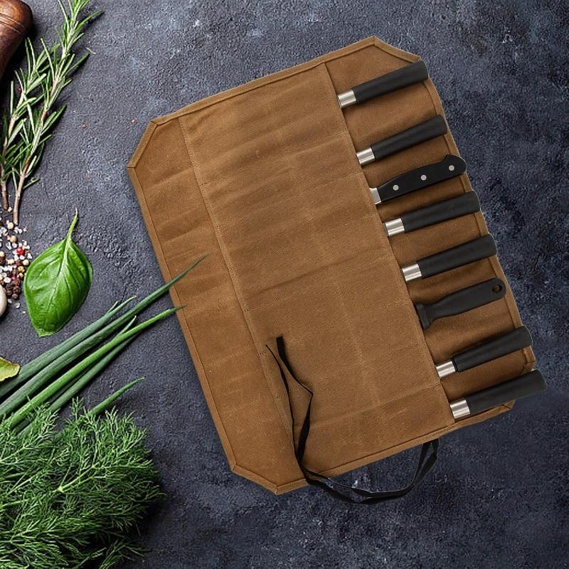Camping Cooking Utensil Holder - Tas Pisau Koki dari Kanvas Berlapis