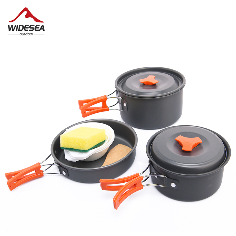 Camping Cooking Pots And Pans - Layar Lebar Set peralatan masak berkemah