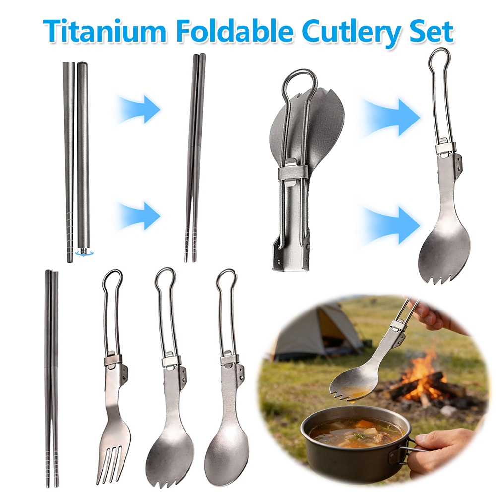 Camp Spork Set - Set Peralatan Makan Lipat Titanium Ultralight