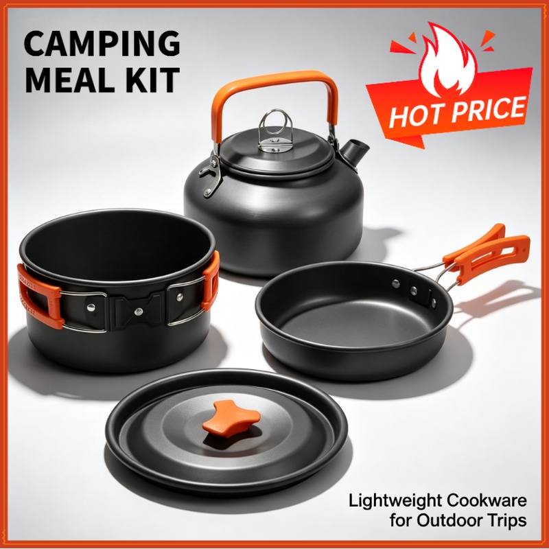 Camping Cooking Pots And Pans - Set Peralatan Masak Camping, Peralatan Makan