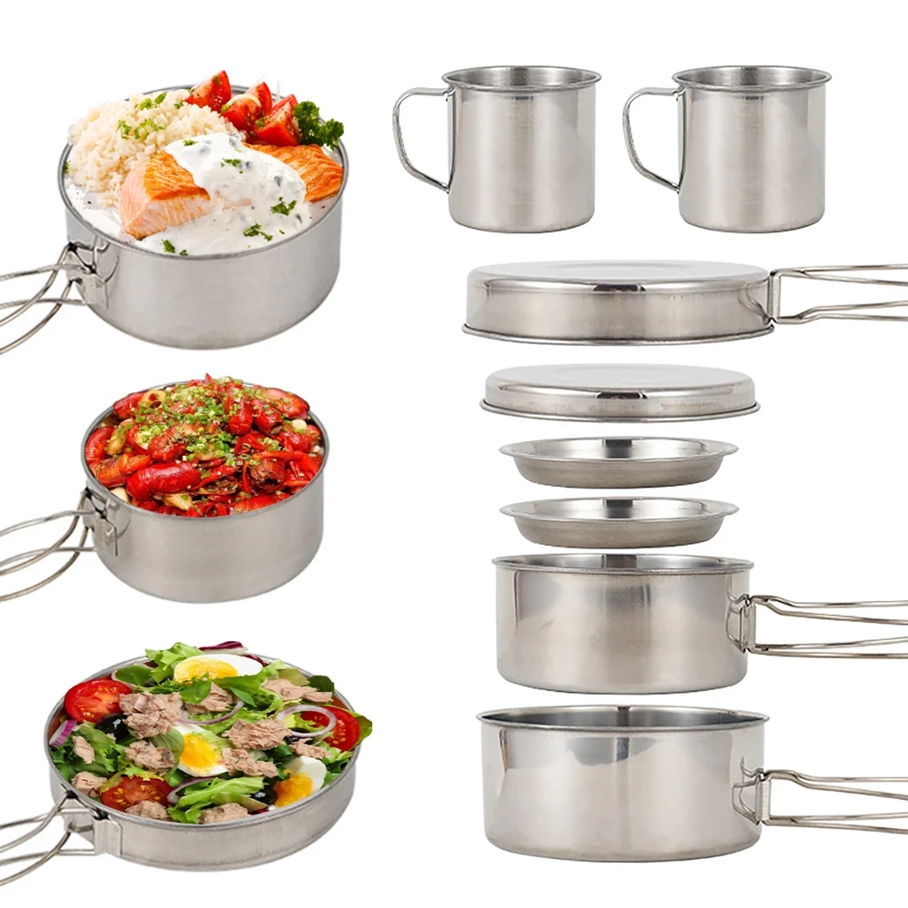 8pcs/Set Peralatan Memasak Cam - Camping Cooking Pots And Pans ulasan dan harga