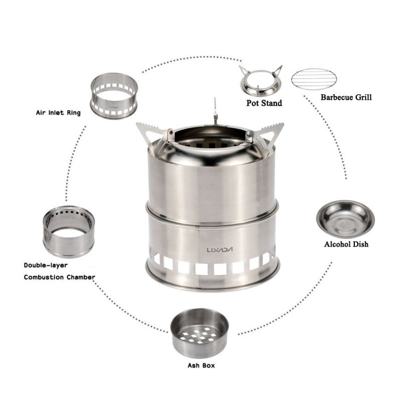 Lixada kompor kayu Stainless S - Camping Cooking System ulasan dan harga