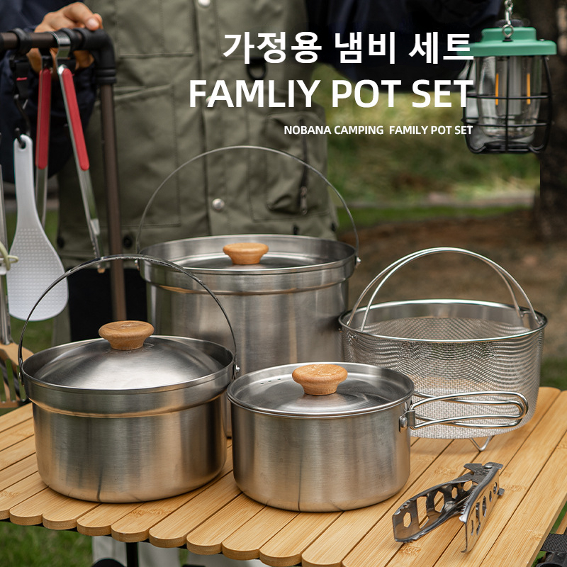 NOBANA Set Panci Baja Tahan Ka - Camping Cooking Pots And Pans ulasan dan harga