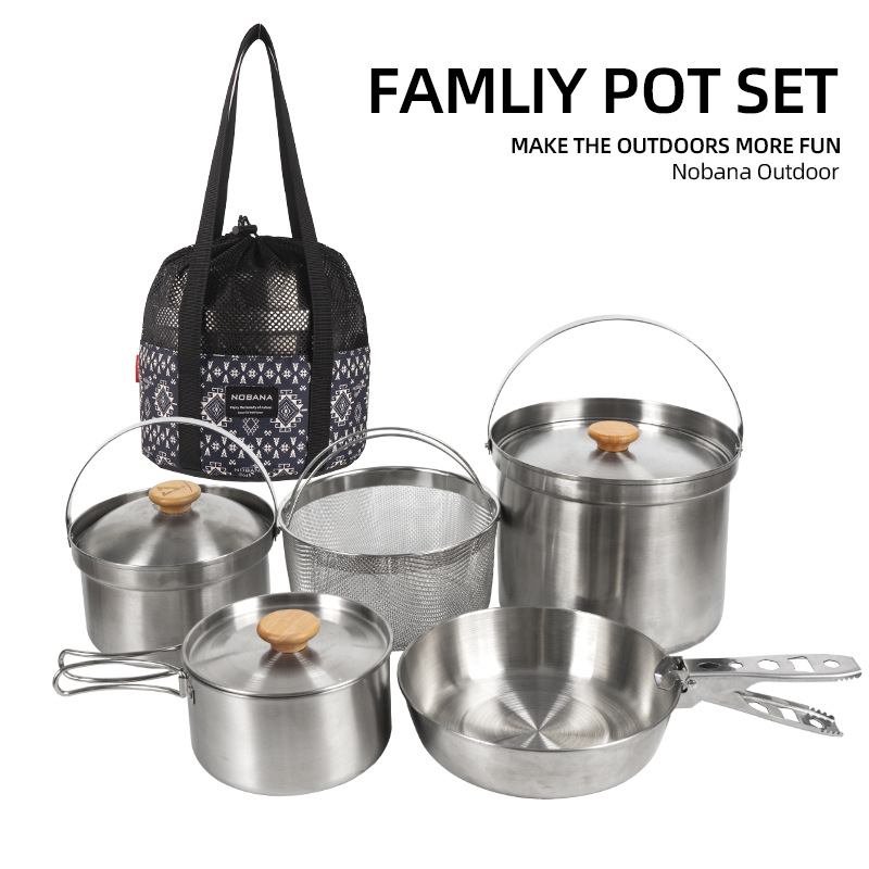 NOBANA Set Panci Baja Tahan Ka - Camping Cooking Pots And Pans ulasan dan harga
