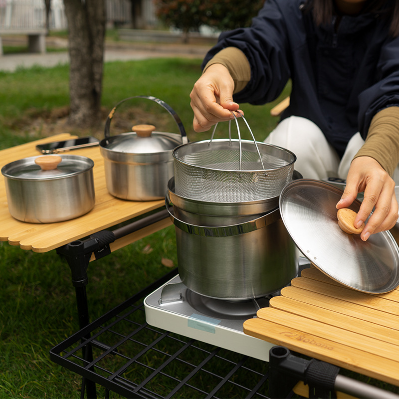 NOBANA Set Panci Baja Tahan Ka - Camping Cooking Pots And Pans ulasan dan harga