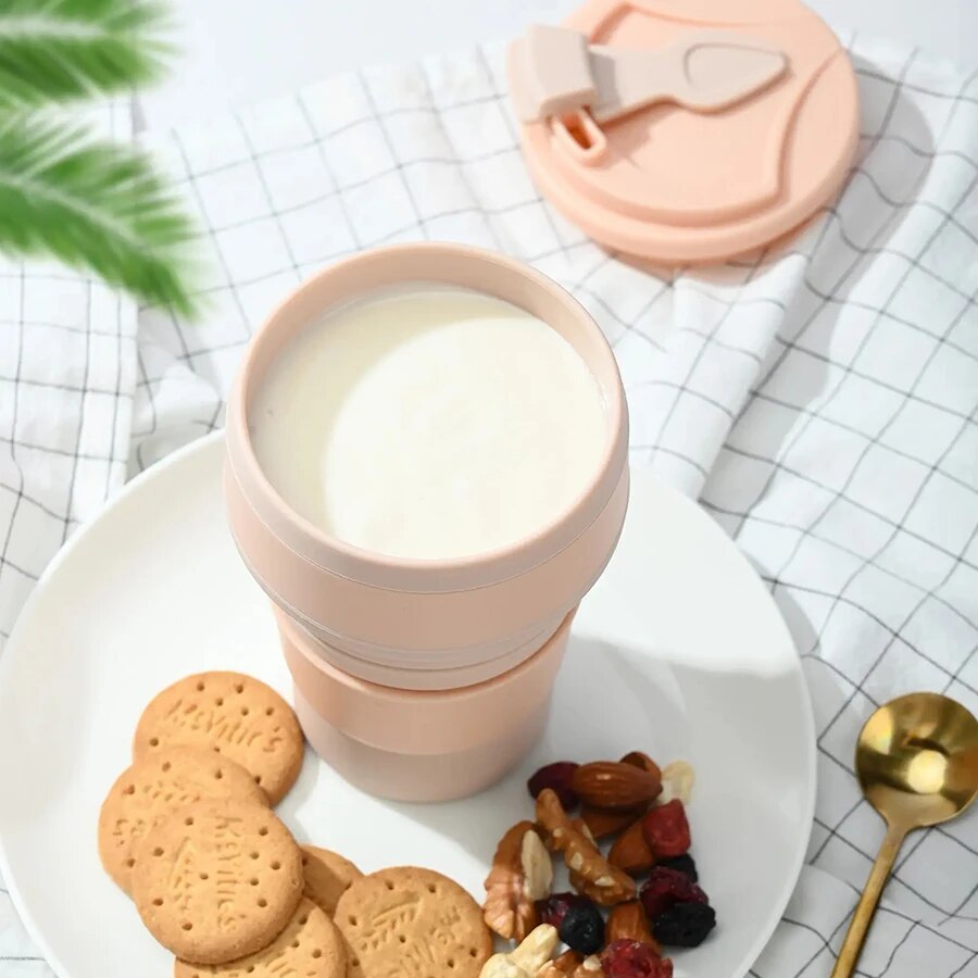 Cangkir Lipat Silikon Aman unt - Camping Cooking Food ulasan dan harga