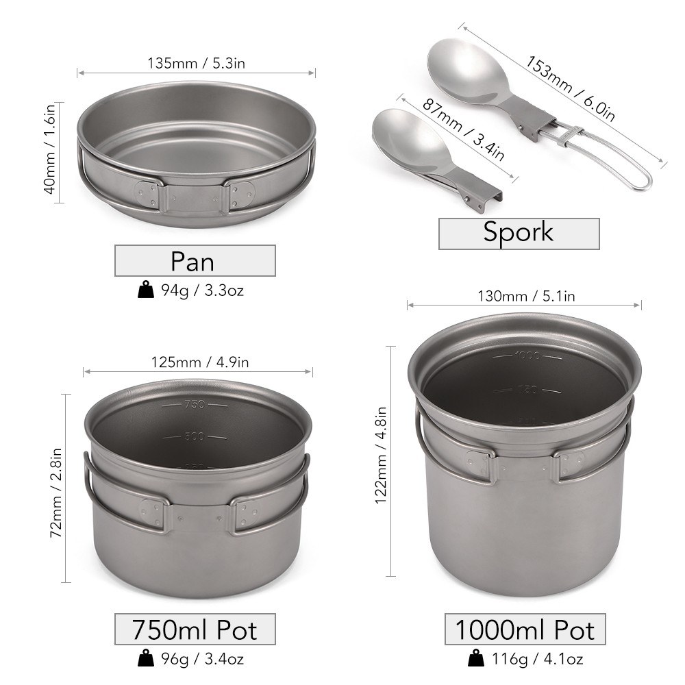 Set Peralatan Masak Camping Ti - Camp Spork Set ulasan dan harga